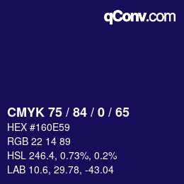 Color code: CMYK 75 / 84 / 0 / 65 | qconv.com