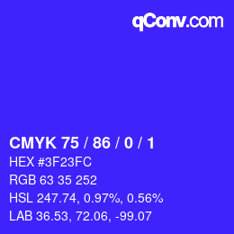 Color code: CMYK 75 / 86 / 0 / 1 | qconv.com