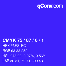 Color code: CMYK 75 / 87 / 0 / 1 | qconv.com