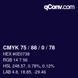 Código de color: CMYK 75 / 88 / 0 / 78 | qconv.com
