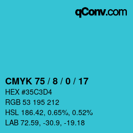 カラーコード: CMYK 75 / 8 / 0 / 17 | qconv.com