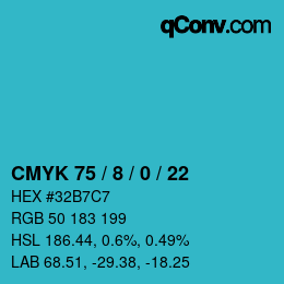 Color code: CMYK 75 / 8 / 0 / 22 | qconv.com