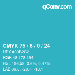 颜色代码: CMYK 75 / 8 / 0 / 24 | qconv.com