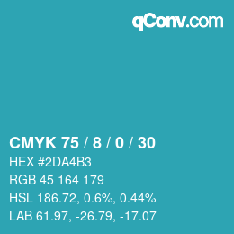 颜色代码: CMYK 75 / 8 / 0 / 30 | qconv.com