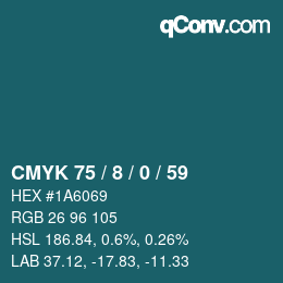 Color code: CMYK 75 / 8 / 0 / 59 | qconv.com