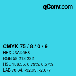 颜色代码: CMYK 75 / 8 / 0 / 9 | qconv.com