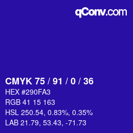 Color code: CMYK 75 / 91 / 0 / 36 | qconv.com