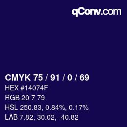 Color code: CMYK 75 / 91 / 0 / 69 | qconv.com