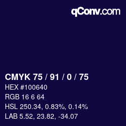 Color code: CMYK 75 / 91 / 0 / 75 | qconv.com