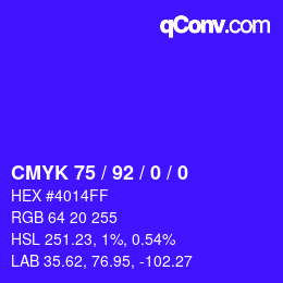 Color code: CMYK 75 / 92 / 0 / 0 | qconv.com