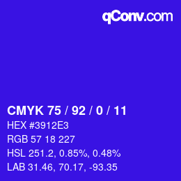 颜色代码: CMYK 75 / 92 / 0 / 11 | qconv.com