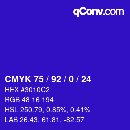 颜色代码: CMYK 75 / 92 / 0 / 24 | qconv.com