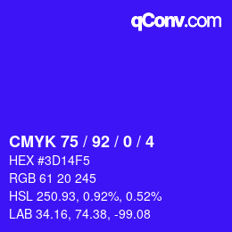 Color code: CMYK 75 / 92 / 0 / 4 | qconv.com