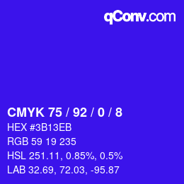 カラーコード: CMYK 75 / 92 / 0 / 8 | qconv.com
