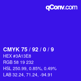 颜色代码: CMYK 75 / 92 / 0 / 9 | qconv.com