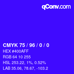 颜色代码: CMYK 75 / 96 / 0 / 0 | qconv.com