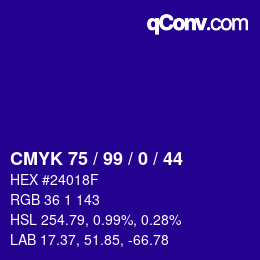 Color code: CMYK 75 / 99 / 0 / 44 | qconv.com