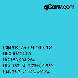 Color code: CMYK 75 / 9 / 0 / 12 | qconv.com