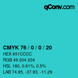 Color code: CMYK 76 / 0 / 0 / 20 | qconv.com