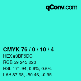 Color code: CMYK 76 / 0 / 10 / 4 | qconv.com