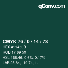 Farbcode: CMYK 76 / 0 / 14 / 73 | qconv.com