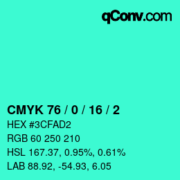 颜色代码: CMYK 76 / 0 / 16 / 2 | qconv.com