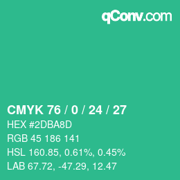 Color code: CMYK 76 / 0 / 24 / 27 | qconv.com