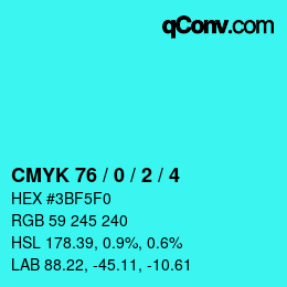 カラーコード: CMYK 76 / 0 / 2 / 4 | qconv.com