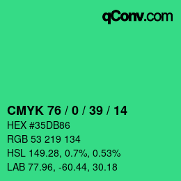 Color code: CMYK 76 / 0 / 39 / 14 | qconv.com
