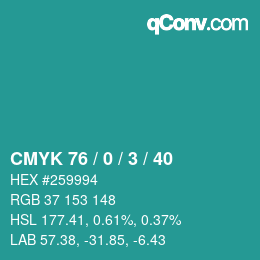 Color code: CMYK 76 / 0 / 3 / 40 | qconv.com