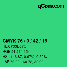 Color code: CMYK 76 / 0 / 42 / 16 | qconv.com