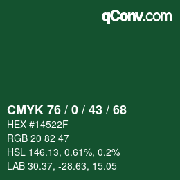 Color code: CMYK 76 / 0 / 43 / 68 | qconv.com