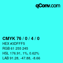 颜色代码: CMYK 76 / 0 / 4 / 0 | qconv.com