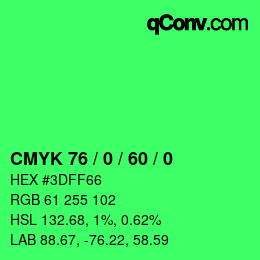Color code: CMYK 76 / 0 / 60 / 0 | qconv.com