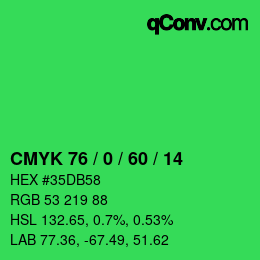 Color code: CMYK 76 / 0 / 60 / 14 | qconv.com