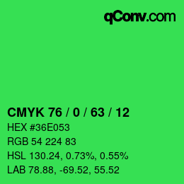 Color code: CMYK 76 / 0 / 63 / 12 | qconv.com