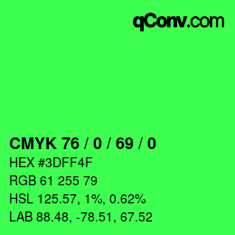 Color code: CMYK 76 / 0 / 69 / 0 | qconv.com