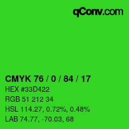 Color code: CMYK 76 / 0 / 84 / 17 | qconv.com