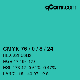 颜色代码: CMYK 76 / 0 / 8 / 24 | qconv.com