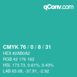 Color code: CMYK 76 / 0 / 8 / 31 | qconv.com