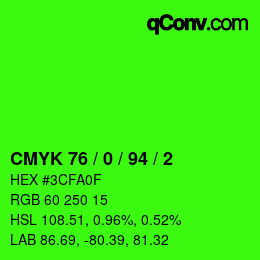 颜色代码: CMYK 76 / 0 / 94 / 2 | qconv.com