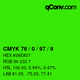 颜色代码: CMYK 76 / 0 / 97 / 9 | qconv.com