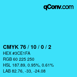 Color code: CMYK 76 / 10 / 0 / 2 | qconv.com