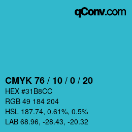 Color code: CMYK 76 / 10 / 0 / 20 | qconv.com