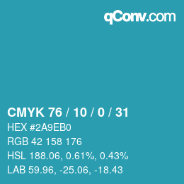 颜色代码: CMYK 76 / 10 / 0 / 31 | qconv.com