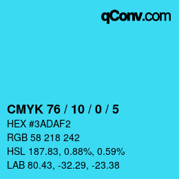 Color code: CMYK 76 / 10 / 0 / 5 | qconv.com