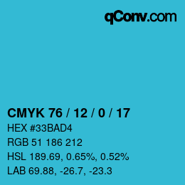 Código de color: CMYK 76 / 12 / 0 / 17 | qconv.com