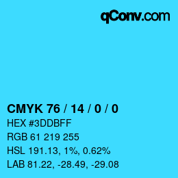 Color code: CMYK 76 / 14 / 0 / 0 | qconv.com