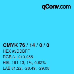 カラーコード: CMYK 76 / 14 / 0 / 0 | qconv.com
