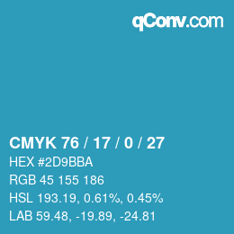 Color code: CMYK 76 / 17 / 0 / 27 | qconv.com